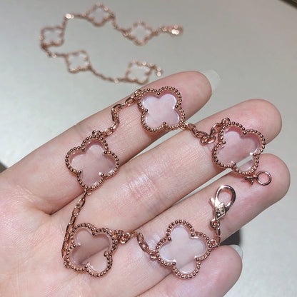 [Select]CLOVER 5 MOTIF ROCK CRYSTAL BRACELET