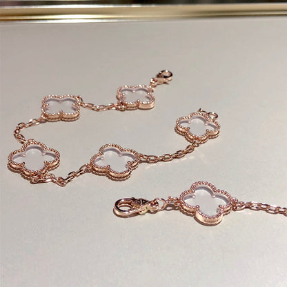 [Select]CLOVER 5 MOTIF ROCK CRYSTAL BRACELET