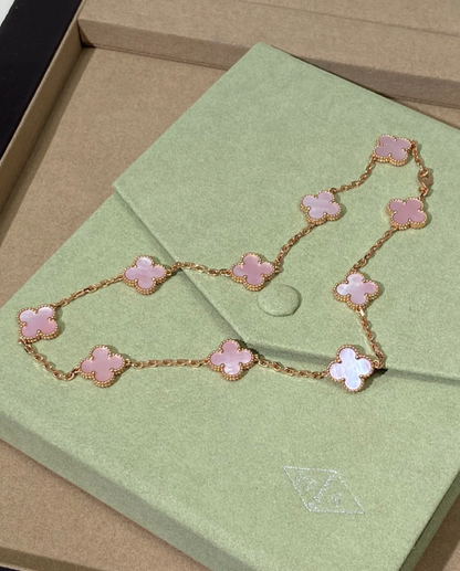 [Select Jewellery] Pink Necklace with Ten Clover Designs