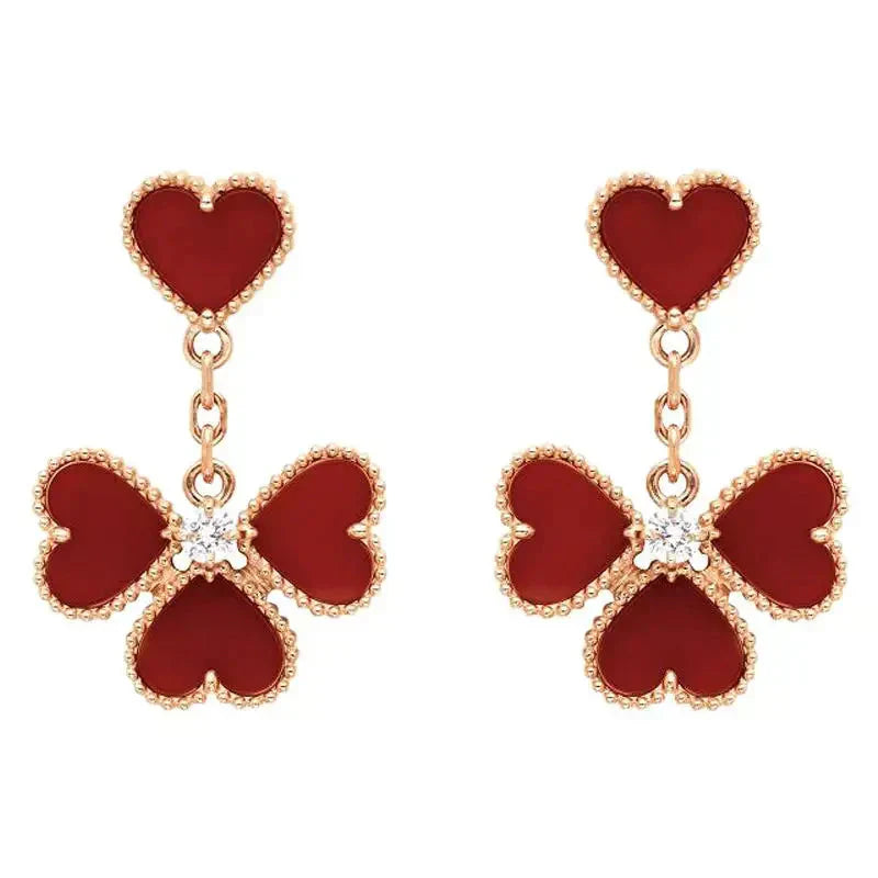 [Select]SWEET CLOVER CARNELIAN EARRINGS