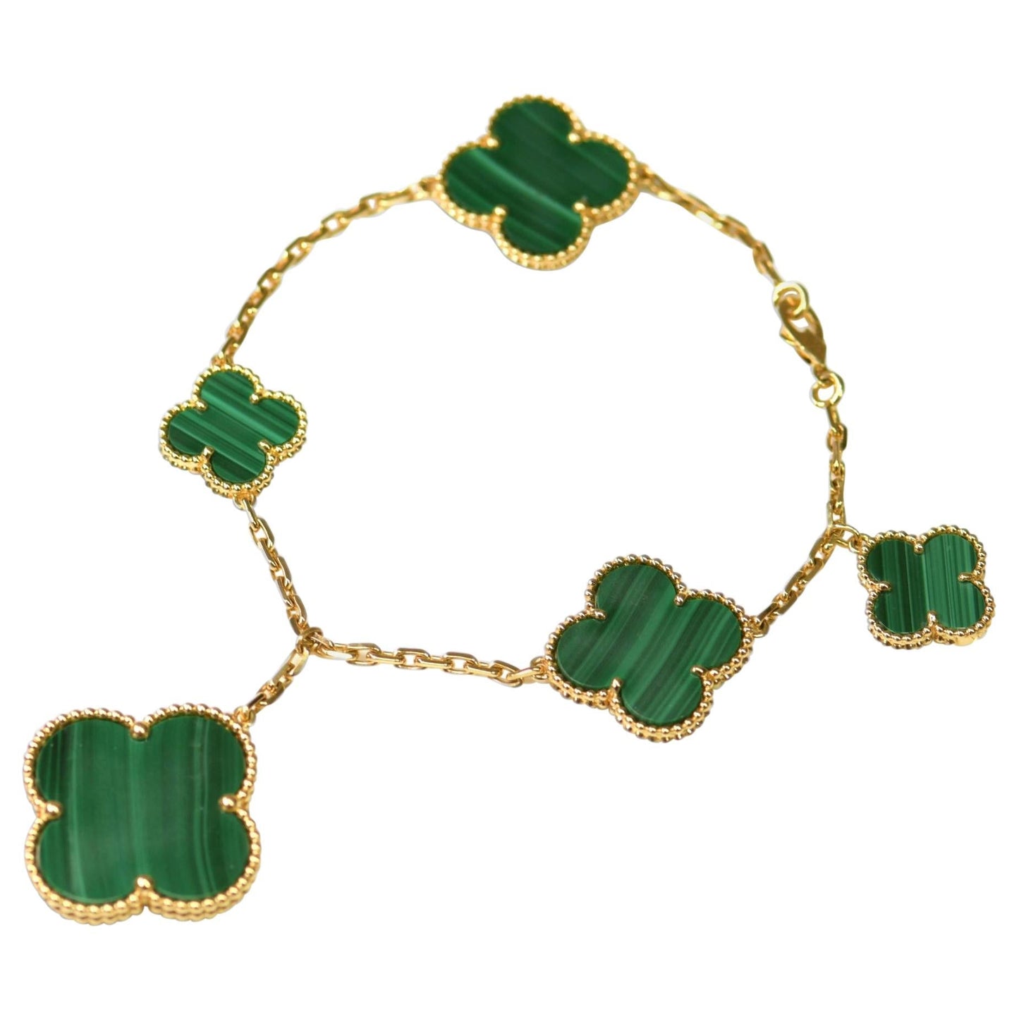 [Select]MAGIC CLOVER MALACHITE GOLD BRACELET 5 MOTIFS
