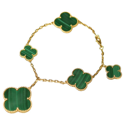 [Select]MAGIC CLOVER MALACHITE GOLD BRACELET 5 MOTIFS