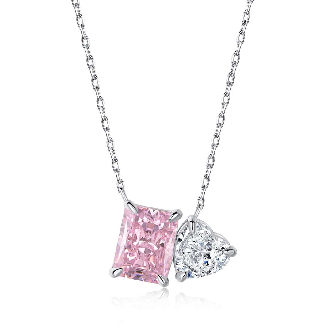 [select Jewelry]Dazzling Square & Heart Shape Necklace