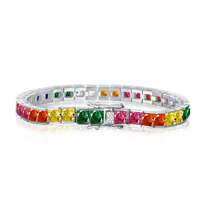 [select Jewelry]Radiant Colorful Princess Cut Tennis Bracelet