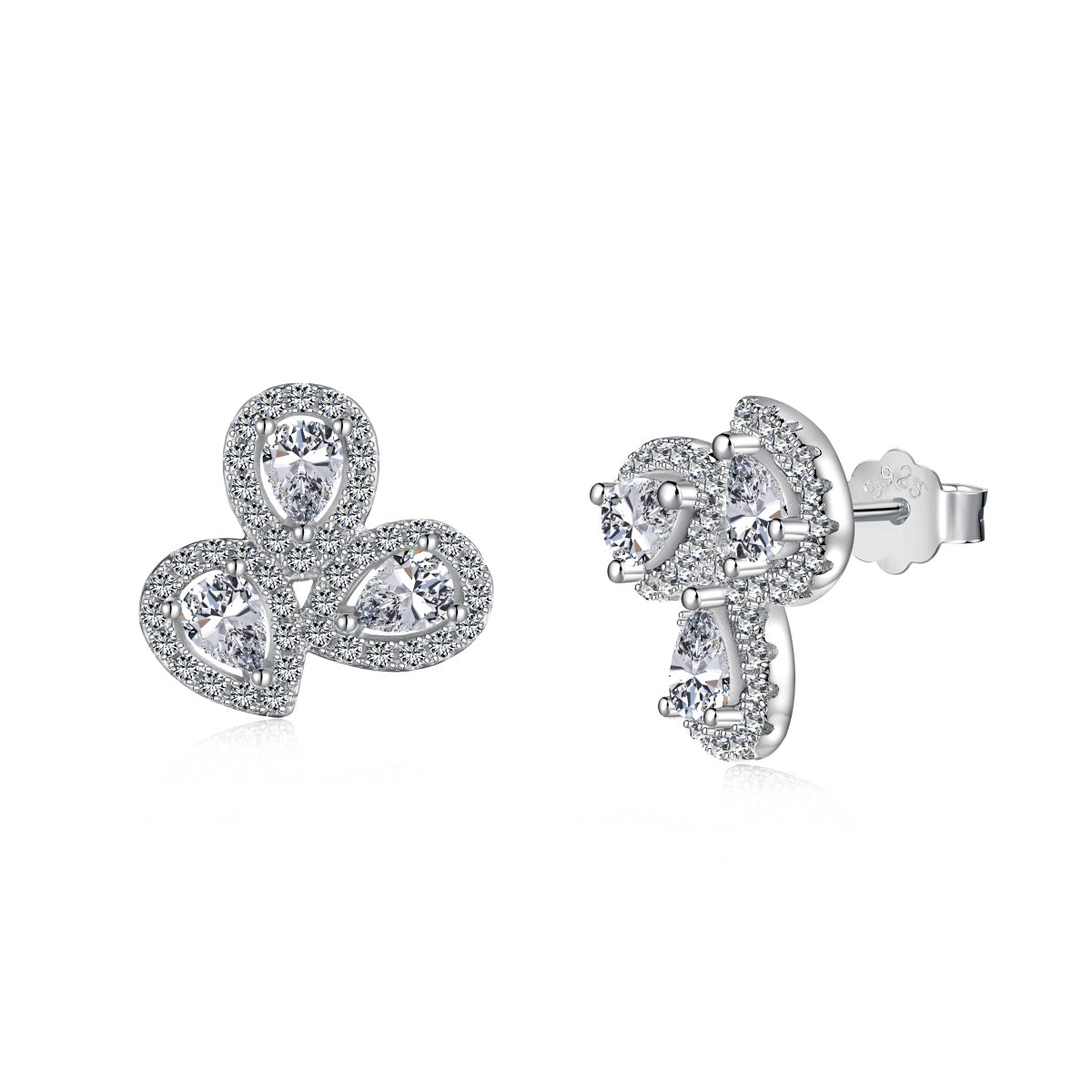 [select Jewelry]Ornate Flower Shape Pear Cut Lover Earrings