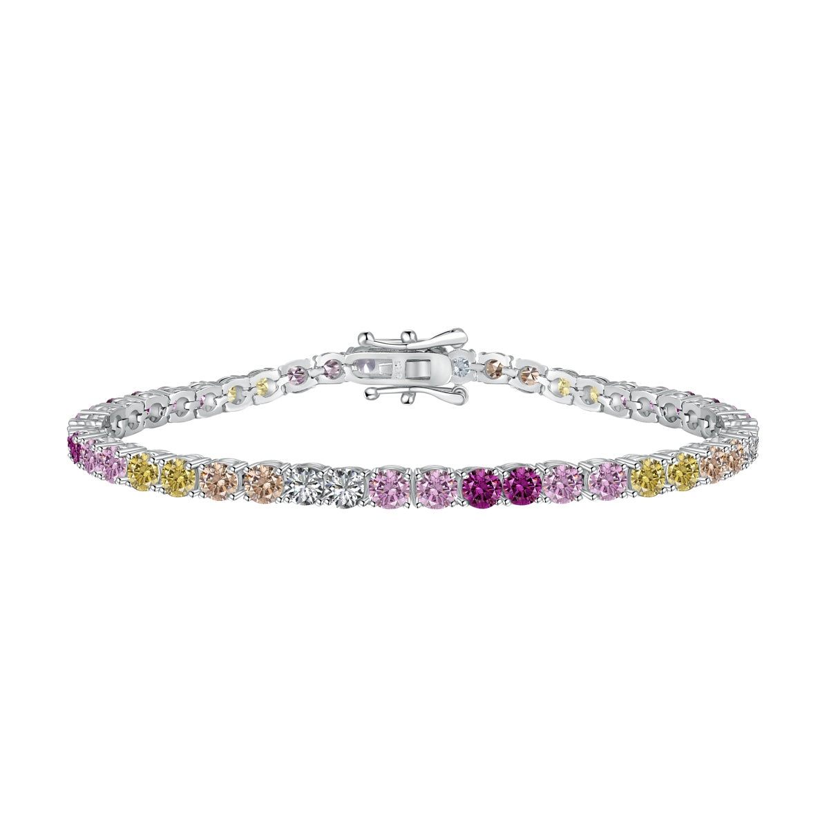 [select Jewelry]Radiant Colorful Round Cut Tennis Bracelet