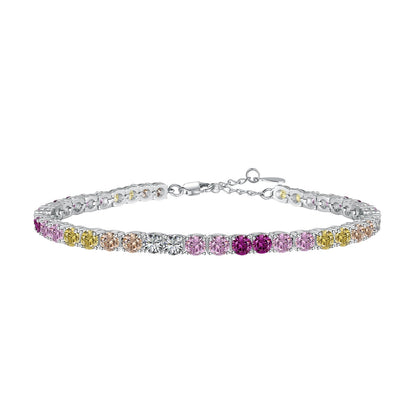 [select Jewelry]Radiant Colorful Round Cut Tennis Bracelet