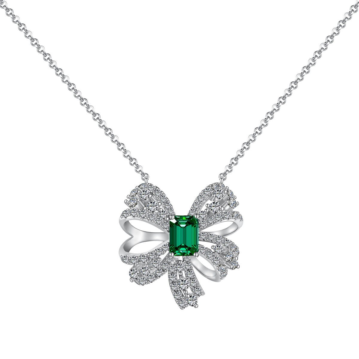 [select Jewelry]Luxurious Flower Shape Emerald Cut Necklace