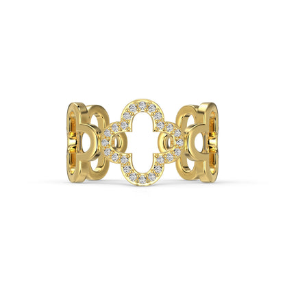 [select Jewelry]Hollow Design Four-Leaf Clover Flower Shape Ring