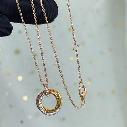 [Select]TRINITY NECKLACE SILVER GOLD PINK GOLD DIAMONDS