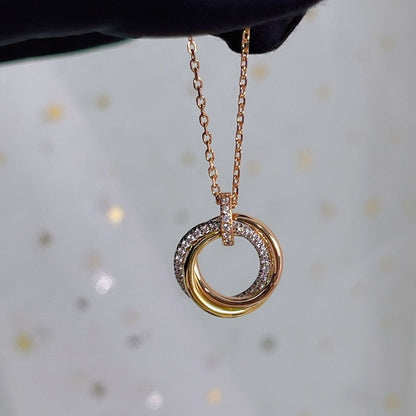 [Select]TRINITY NECKLACE SILVER GOLD PINK GOLD DIAMONDS