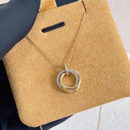 [Select]TRINITY NECKLACE SILVER GOLD PINK GOLD DIAMONDS