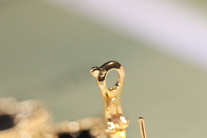 [Select]CLOVER EARRINGS GOLD ONYX MOP 3 MOTIF