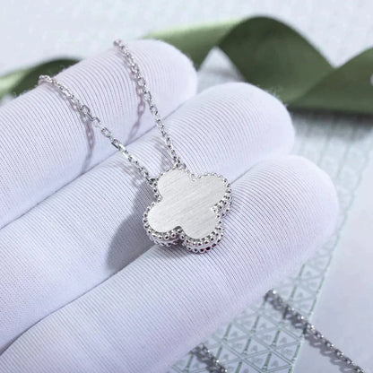 [Select]CLOVER  15MM DIAMOND LASER NECKLACE SILVER
