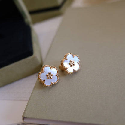 [Select]LUCKY PINK GOLD WHITE MOP EARRINGS