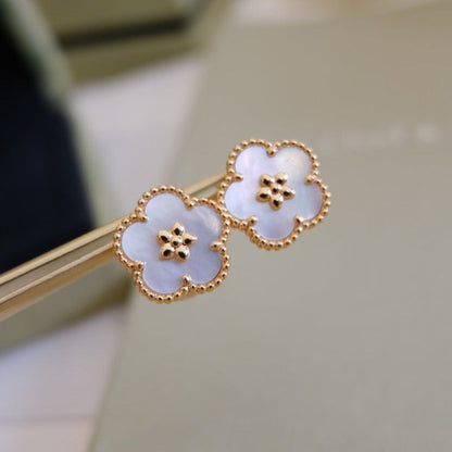 [Select]LUCKY PINK GOLD WHITE MOP EARRINGS