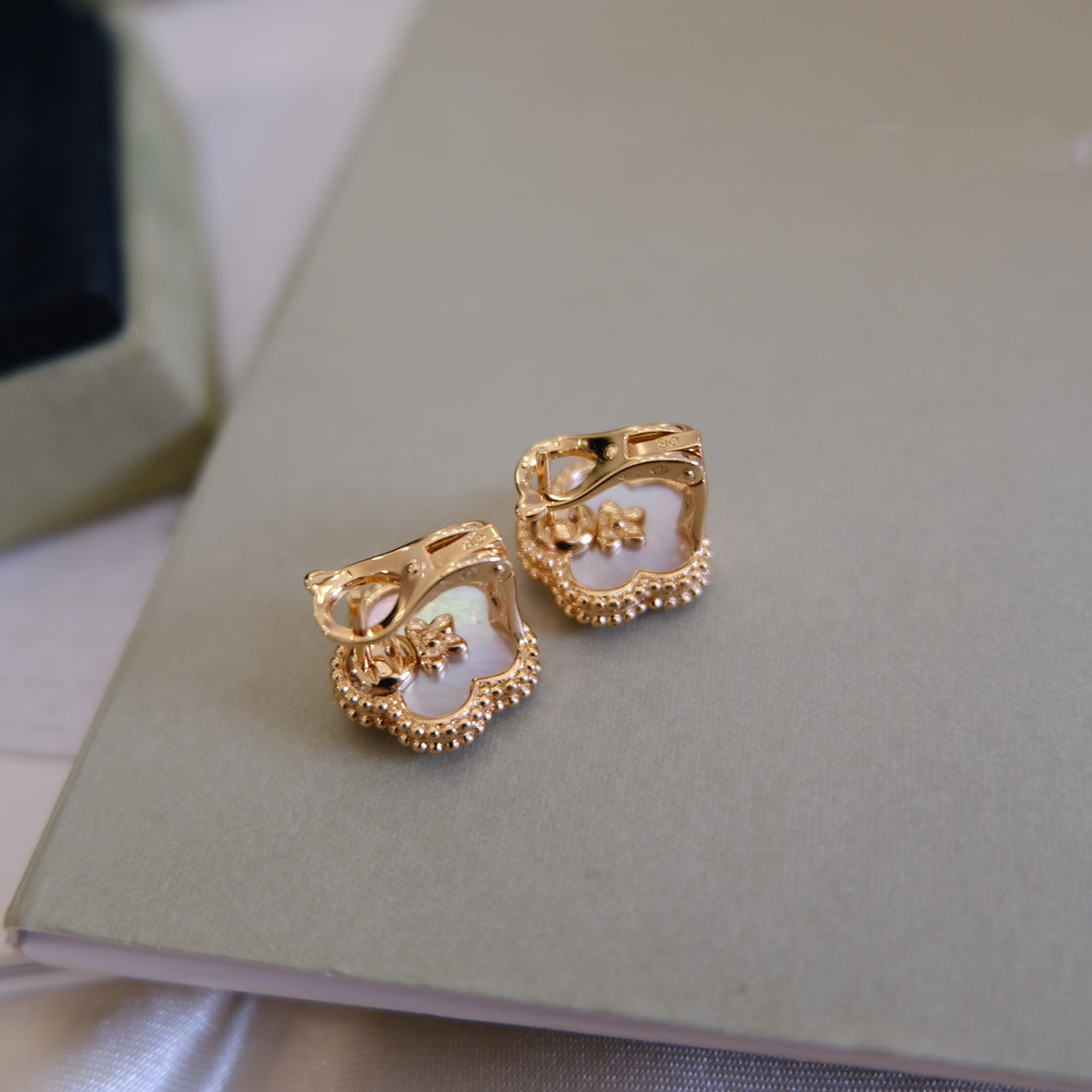 [Select]LUCKY PINK GOLD WHITE MOP EARRINGS