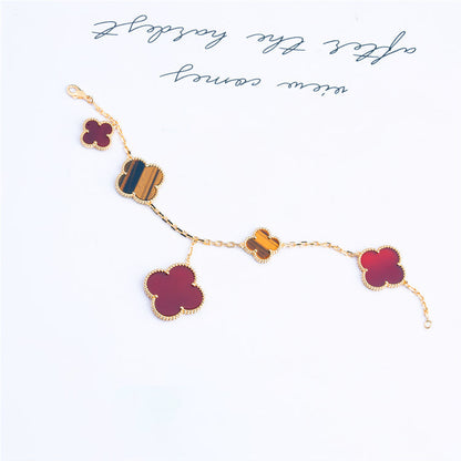[Select]CLOVER BRACELET 5 MOTIFS CARNELIAN TIGER EYE