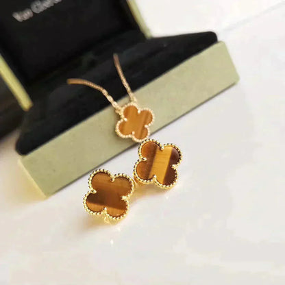 [Select]CLOVER MEDIUM 1 MOTIFS TIGER EYE EARRINGS