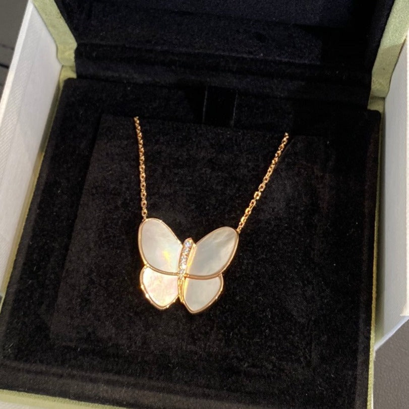 [Select]BUTTERFLY GOLD MOP DIAMOND NECKLACE