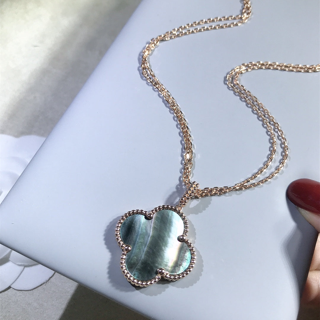 [Select]CLOVER 25MM GOLD DARK MOP BIG CLOVER NECKLACE