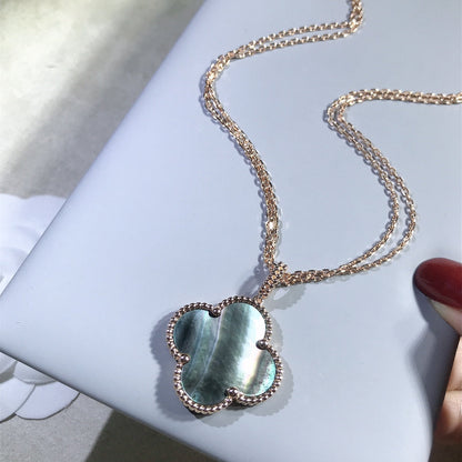 [Select]CLOVER 25MM GOLD DARK MOP BIG CLOVER NECKLACE