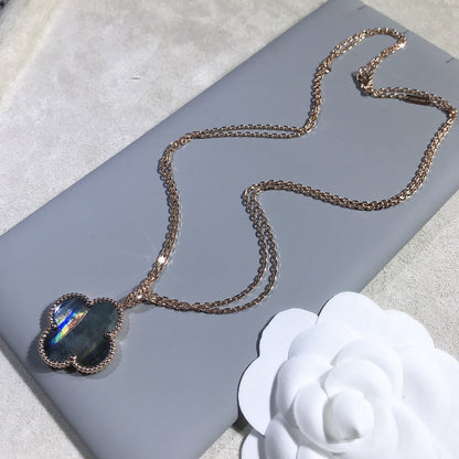 [Select]CLOVER 25MM GOLD DARK MOP BIG CLOVER NECKLACE