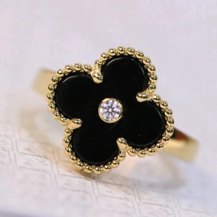 [Select]CLOVER ONYX RING GOLD DIAMOND
