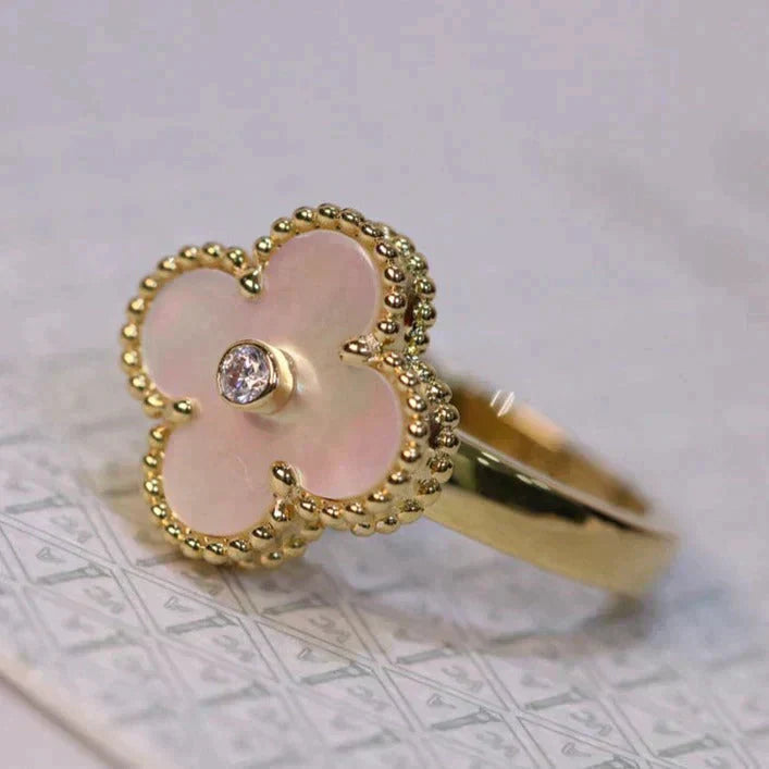 [Select]CLOVER PINK MOP RING GOLD DIAMOND