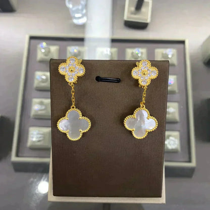 [Select]CLOVER  2 MOTIFS  DIAMOND  EARRINGS (MULTIPLE CHOICESç´