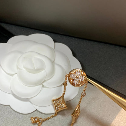 [Select]STAR AND SUN 4 MOTIFS GOLD DIAMONDS BRACELET