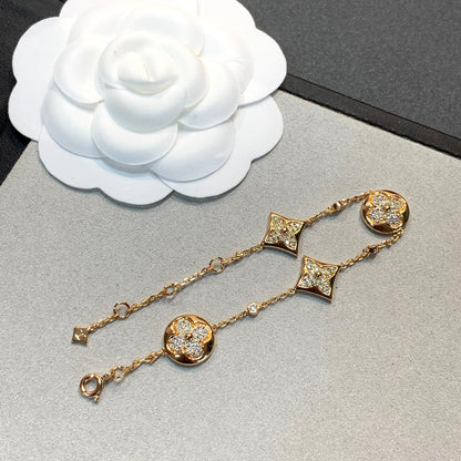 [Select]STAR AND SUN 4 MOTIFS GOLD DIAMONDS BRACELET