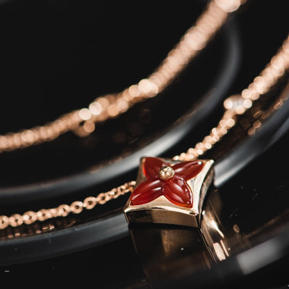 [Select]STAR NECKLACE PINK GOLD 1 DIAMOND