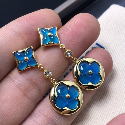 [Select]STAR AND SUN AGATE DIAMOND EARRINGS