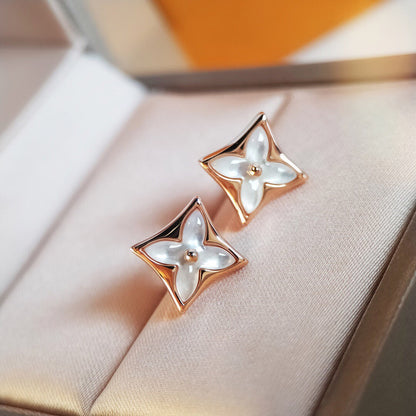 [Select]STAR MOP PINK GOLD EARRINGS