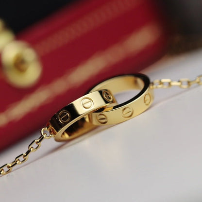 [Select]LOVE NECKLACE DOUBLE RING GOLD