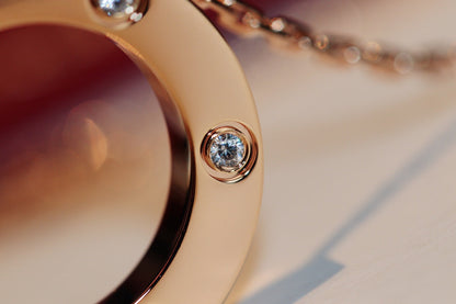 [Select]LOVE NECKLACE 16MM 6 DIAMONDS PINK GOLD