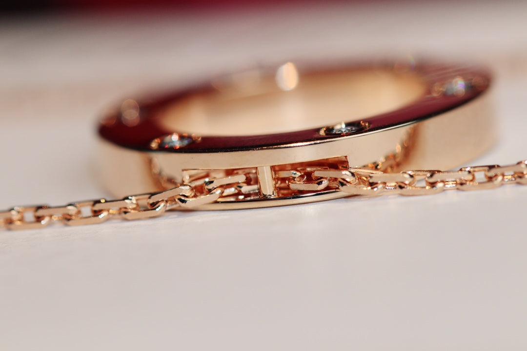 [Select]LOVE NECKLACE 16MM 6 DIAMONDS PINK GOLD