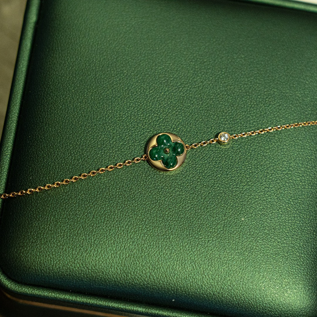 [Select]SUN MALACHITE 1 DIAMOND PINK GOLD BRACELET