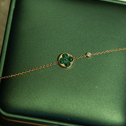[Select]SUN MALACHITE 1 DIAMOND PINK GOLD BRACELET