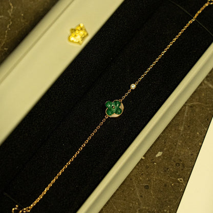 [Select]SUN MALACHITE 1 DIAMOND PINK GOLD BRACELET