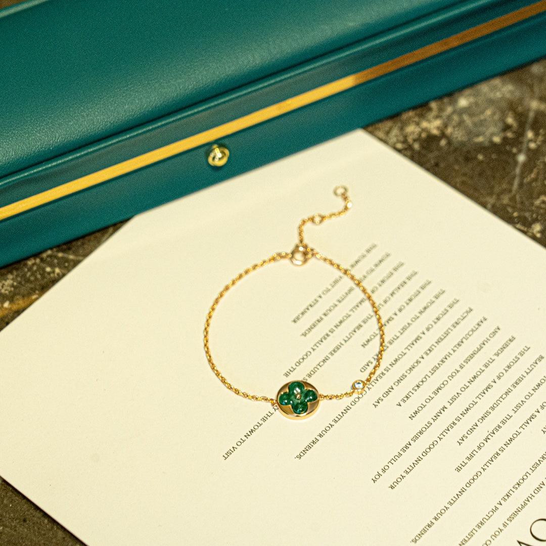 [Select]SUN MALACHITE 1 DIAMOND PINK GOLD BRACELET