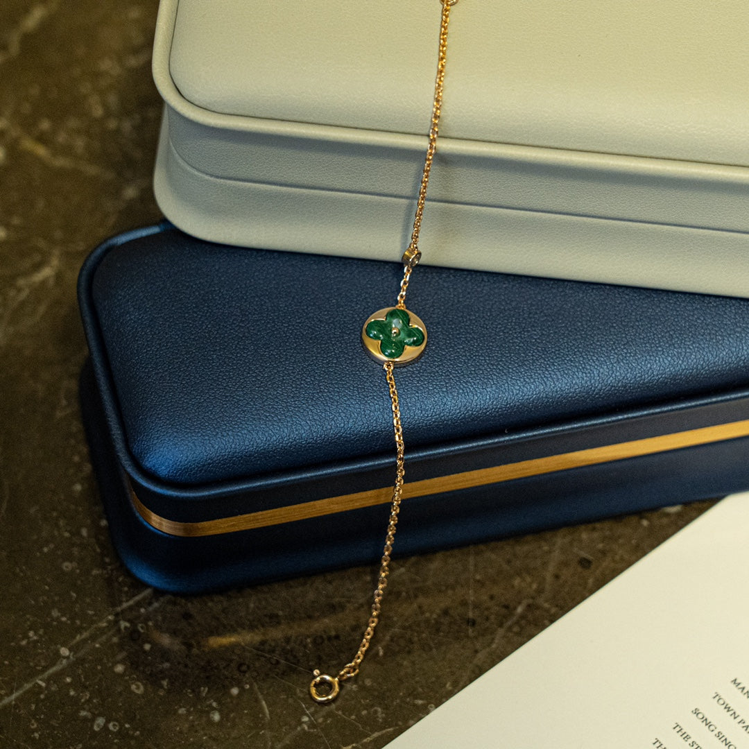 [Select]SUN MALACHITE 1 DIAMOND PINK GOLD BRACELET