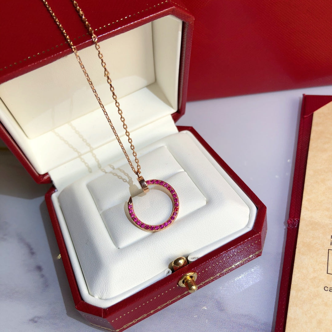 [Select]JUSTE NECKLACE GOLD RED DIAMONDS