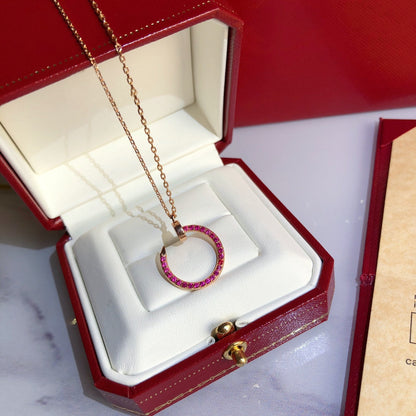 [Select]JUSTE NECKLACE GOLD RED DIAMONDS