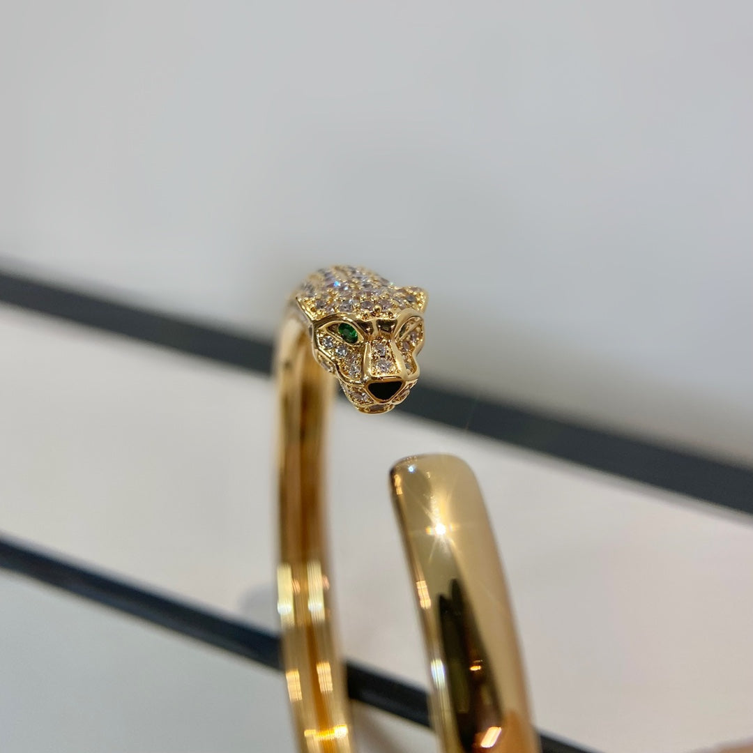 [Select]PANTHERE GOLD DIAMOND OPEN BRACELET
