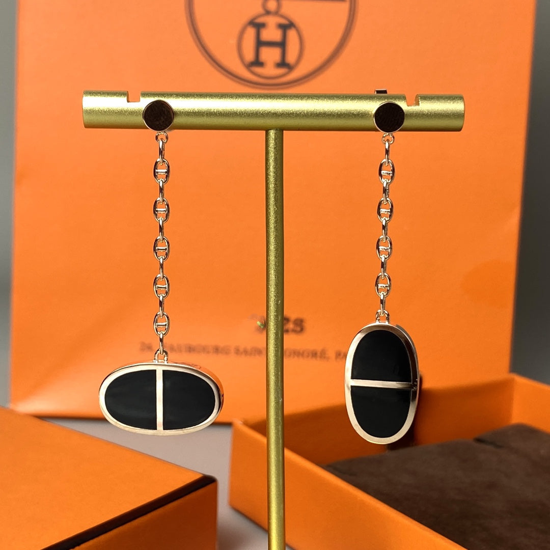 [Select]CHAINE VERSO BLACK CERAMIC EARRINGS