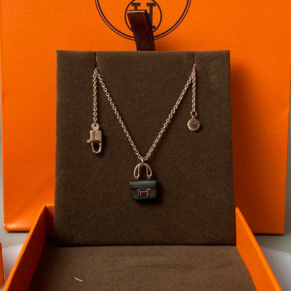 [Select]CONSTANCE BLACK PEDANT PINK GOLD NECKLACE