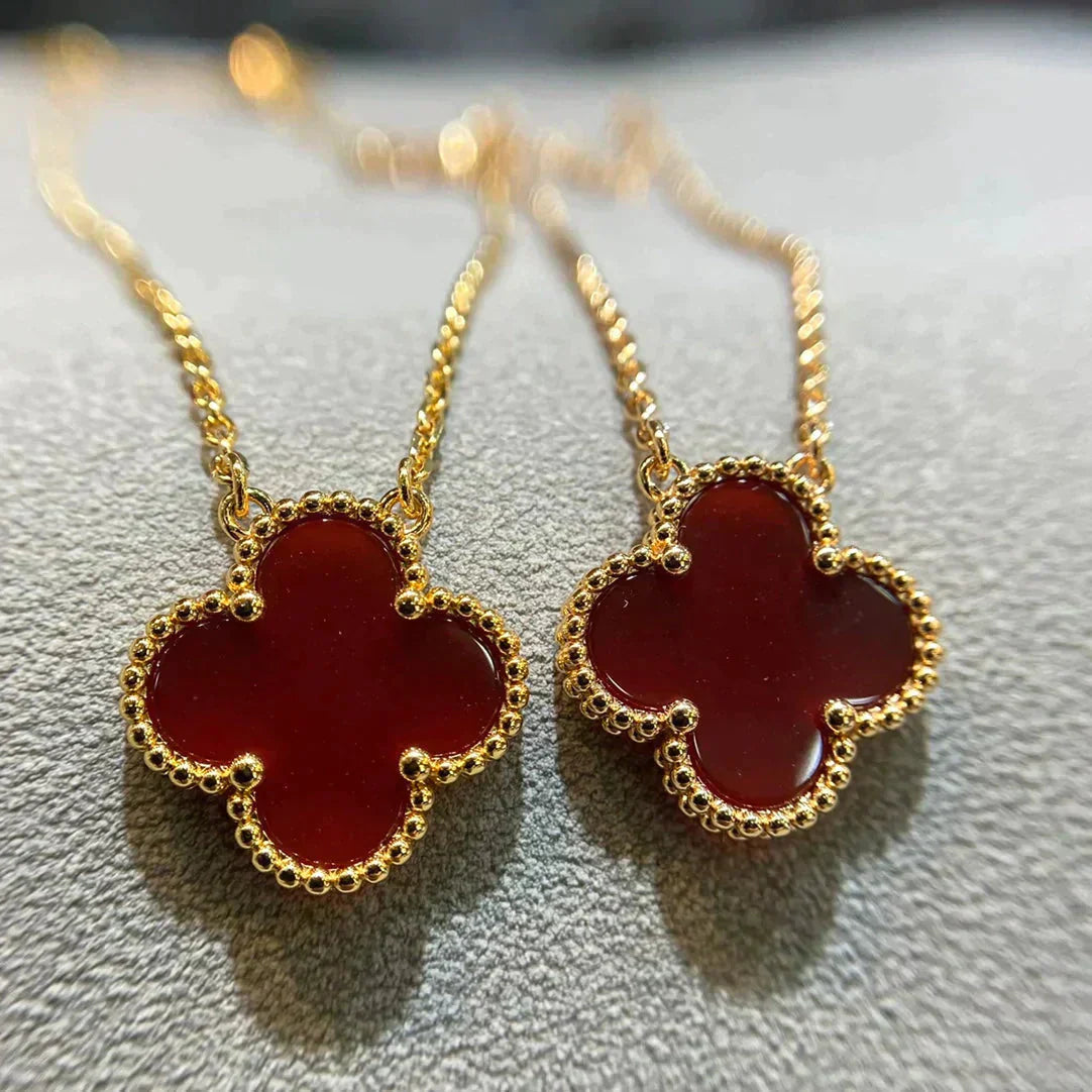 [Select]CLOVER 15MM CARNELIAN SINGLE FLOWER NECKLACE