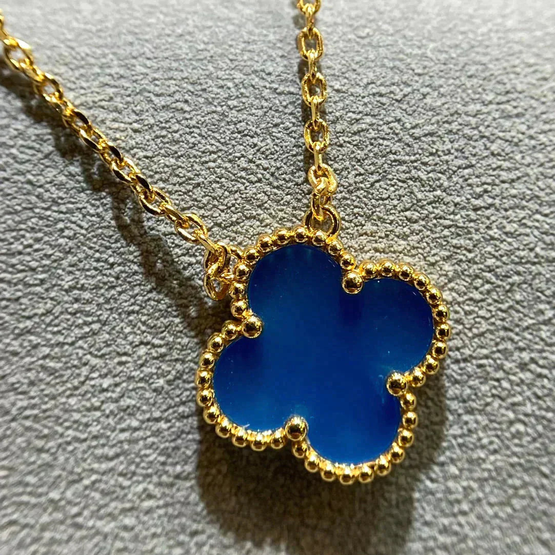 [Select]CLOVER 15MM BLUE AGATE NECKLACE